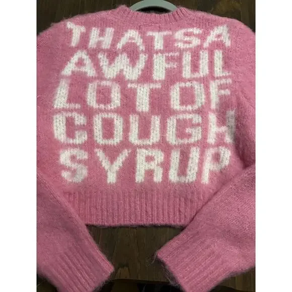 Awful of cough syrup! Women's Knitted Cropped Bolero Sweater Cardigan, - Picture 5 of 6
